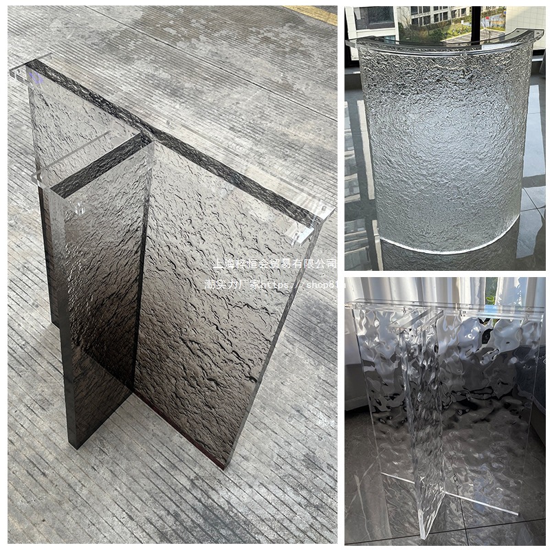 亚克力透明餐桌茶桌悬浮支撑脚桌腿支架黑色渐变圆柱桌脚圆棒桌角