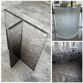 亚克力透明餐桌茶桌悬浮支撑脚桌腿支架黑色渐变圆柱桌脚圆棒桌角