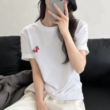 劳拉记忆天丝亚麻小马短袖女夏季透气韩版纯色百搭圆领薄款上衣