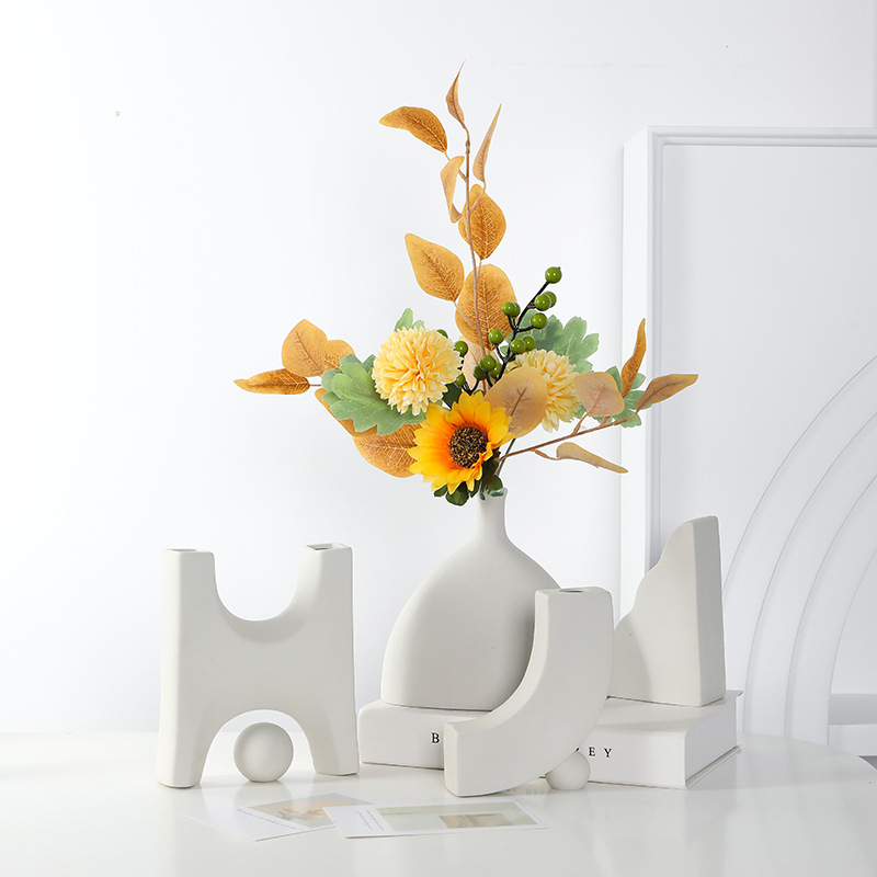 Nordic ins plain embryo Ceramic Vase decoration home living room decoration creative artificial flower dried flower art flower holder