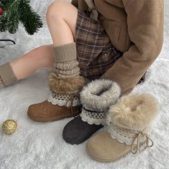 冰岛雪地靴子女秋冬季2025年新款加绒东北厚底辣妹风中筒棉鞋女