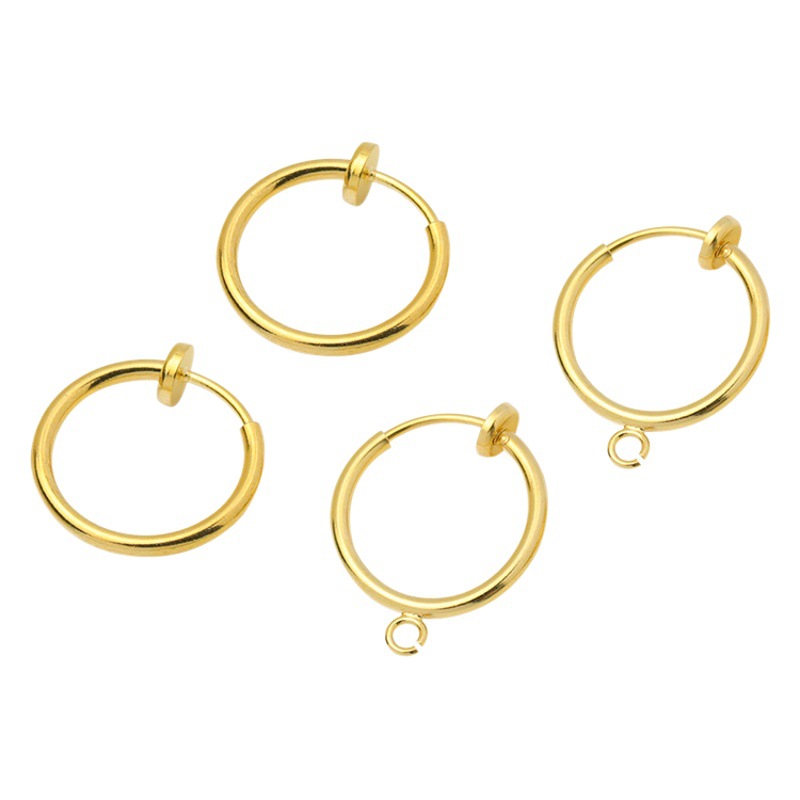 No ear hole spring ear clip DIY ear jewelry accessories students no ear hole earrings copper plated 18K real gold color retention batch