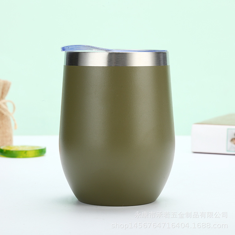 Suministro directo de fábrica 12oz304 taza de huevo de acero inoxidable aislamiento al vacío de doble capa taza de preservación en frío copa de vino tinto en forma de U