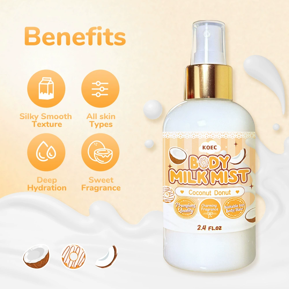 Крем‑парфюм‑спрей KOEC Body Milk Mist, аромат кокоса, стойкий, 2.4 fl.oz