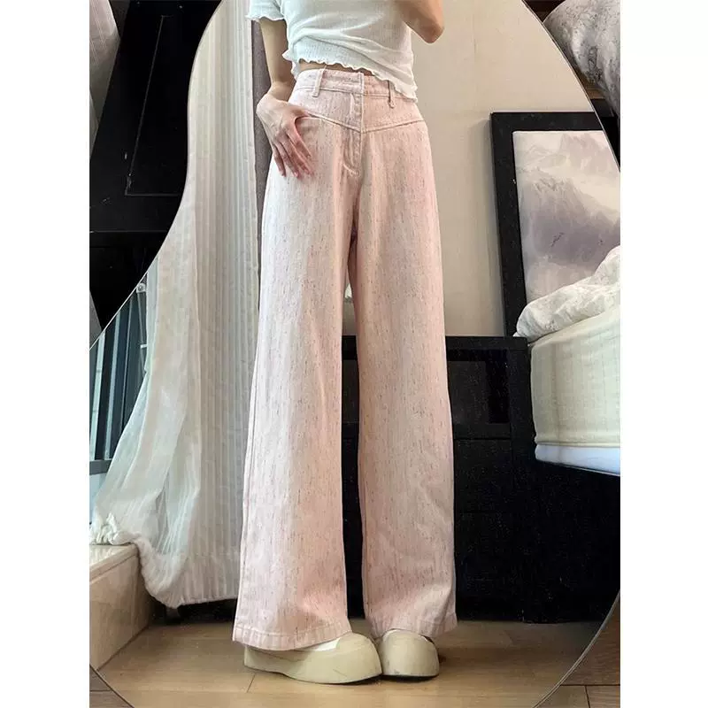 Джинсы oversize, высокий пояс, свободный прямой крой с вышивкой, сезонный тренд