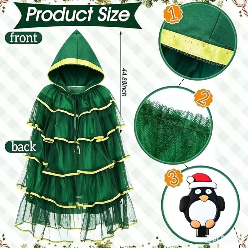 2026 New Cross-Border Christmas Green Cape Stage Performance Costume Luxurious Performance Outfit Stage Clothing