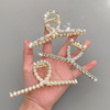 Metal big crab pin from pearl, hair accessory, fashionable hairgrip, simple and elegant design, Korean style