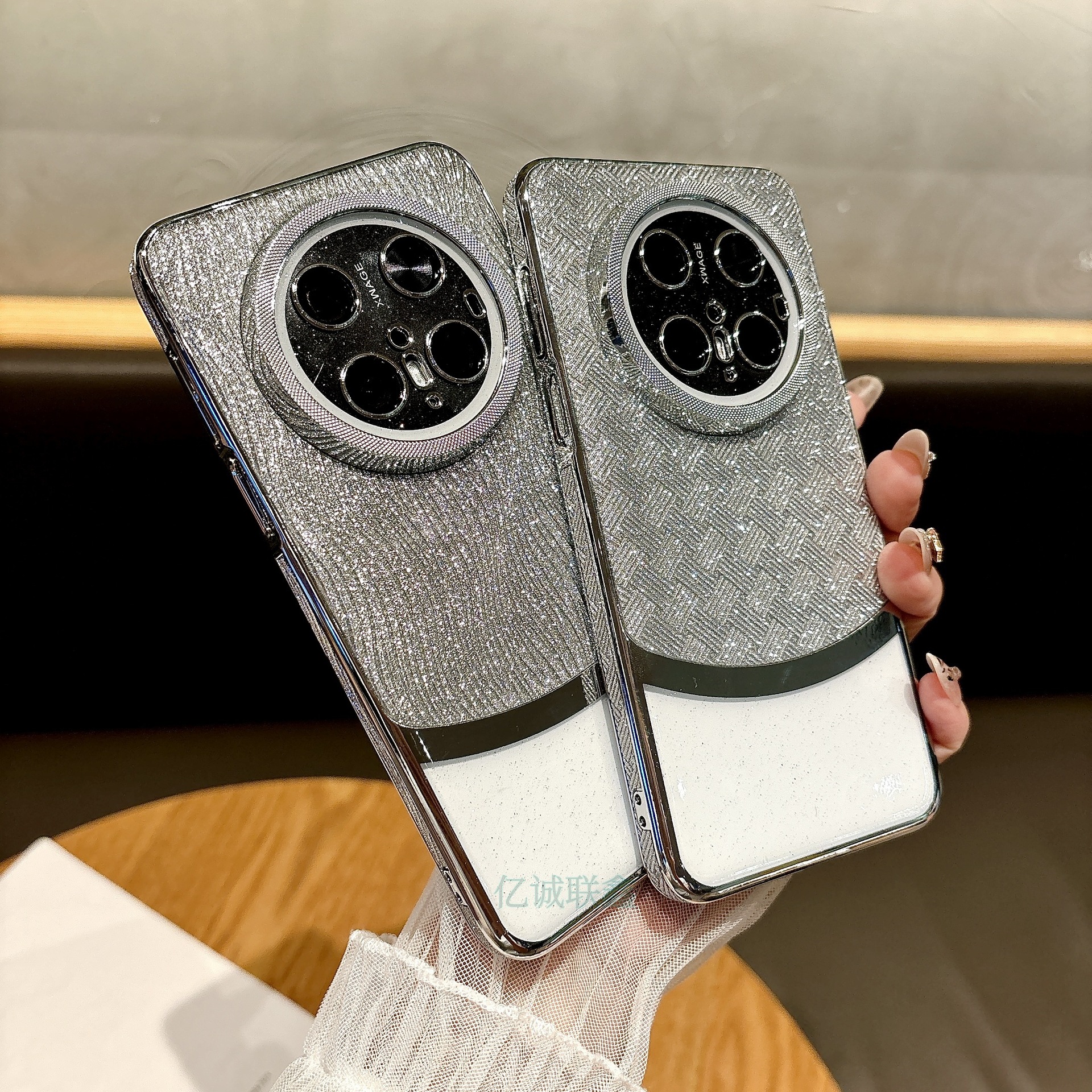 适用华为Mate70/60pro闪粉边拼接手机壳双G/格子纹全包防摔保护套