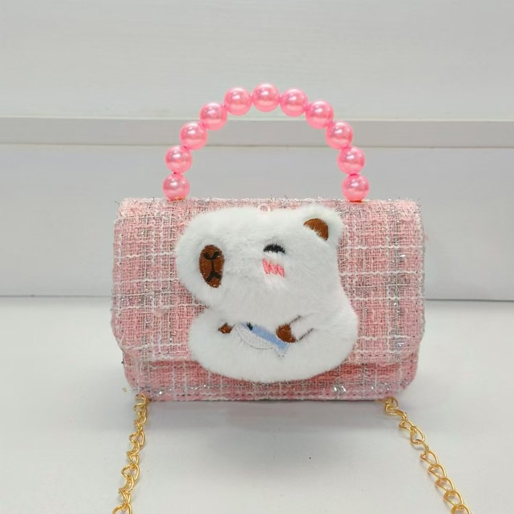 Pearl handbag, children's bag, little girl, princess, girl crossbody bag, fashionable Capibara, cute chain bag undefined