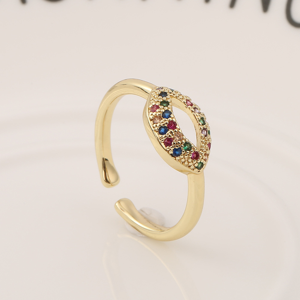 Simple Copper Color Zircon Red Lip Opening Adjustable Ring display picture 6