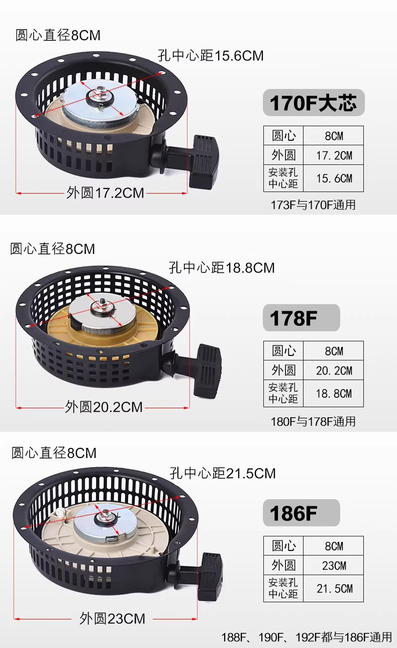 Single-cylinder air-cooled diesel engine 170/173/178F/186/188/192F192F diesel engine pull plate