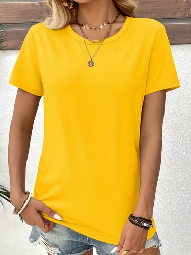 Summer Short-Sleeve T-Shirts for Women's Tops—European and American-Style Solid-Color Short Sleeves