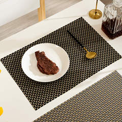 Cross-border Nordic-style light luxury rectangular woven PVC placemat, Ins retro waterproof anti-slip home use heat-insulating dining table mat