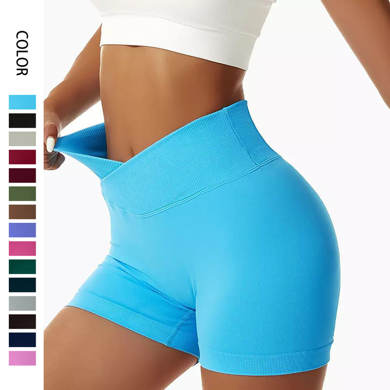 European and American Cross-Border Peach Butt Yoga Shorts Outdoor High Waist Hip Lifting Fitness Three-Point Pants V Quick-Drying Sports Shorts for Women