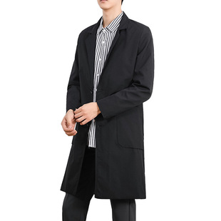 Men's Single-breasted Coat Men's Simple Japanese Style Thin Coat Men's Mid-length Casual Solid Color Coat FY07