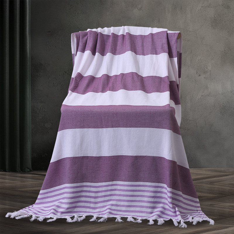 Toalla de playa turca algodón europeo y americano a rayas teñidas de hilo borla Toalla de baño de comercio exterior transfronterizo de algodón puro personalización de la toalla de playa
