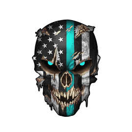 骷髅美国国旗乙烯基贴纸汽车卡车狙击手海军陆战队陆(纯天蓝)