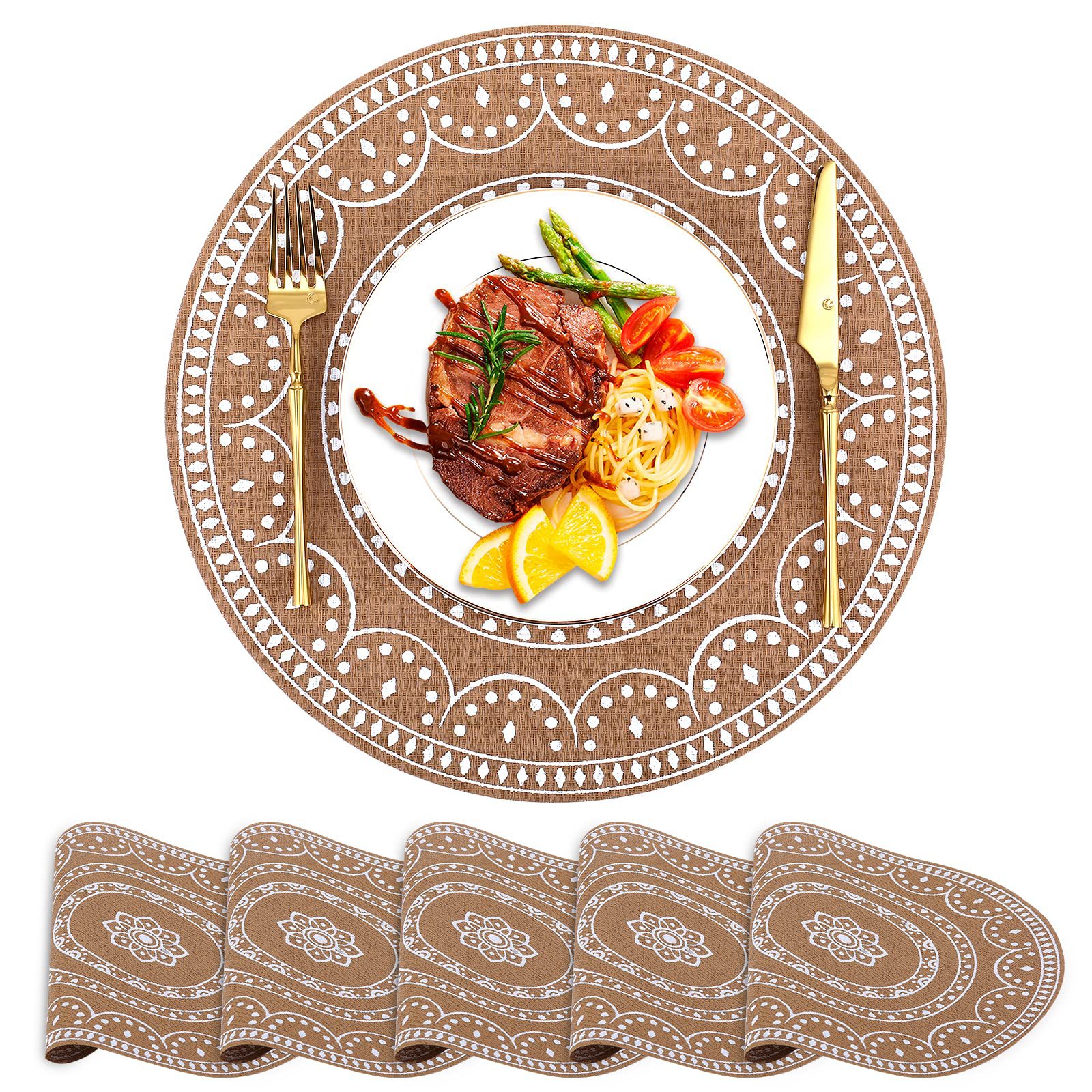 Bohemio PVC mantel serigrafía placa estera montaña occidental comida aislamiento estera lavable Teslin estera de mesa