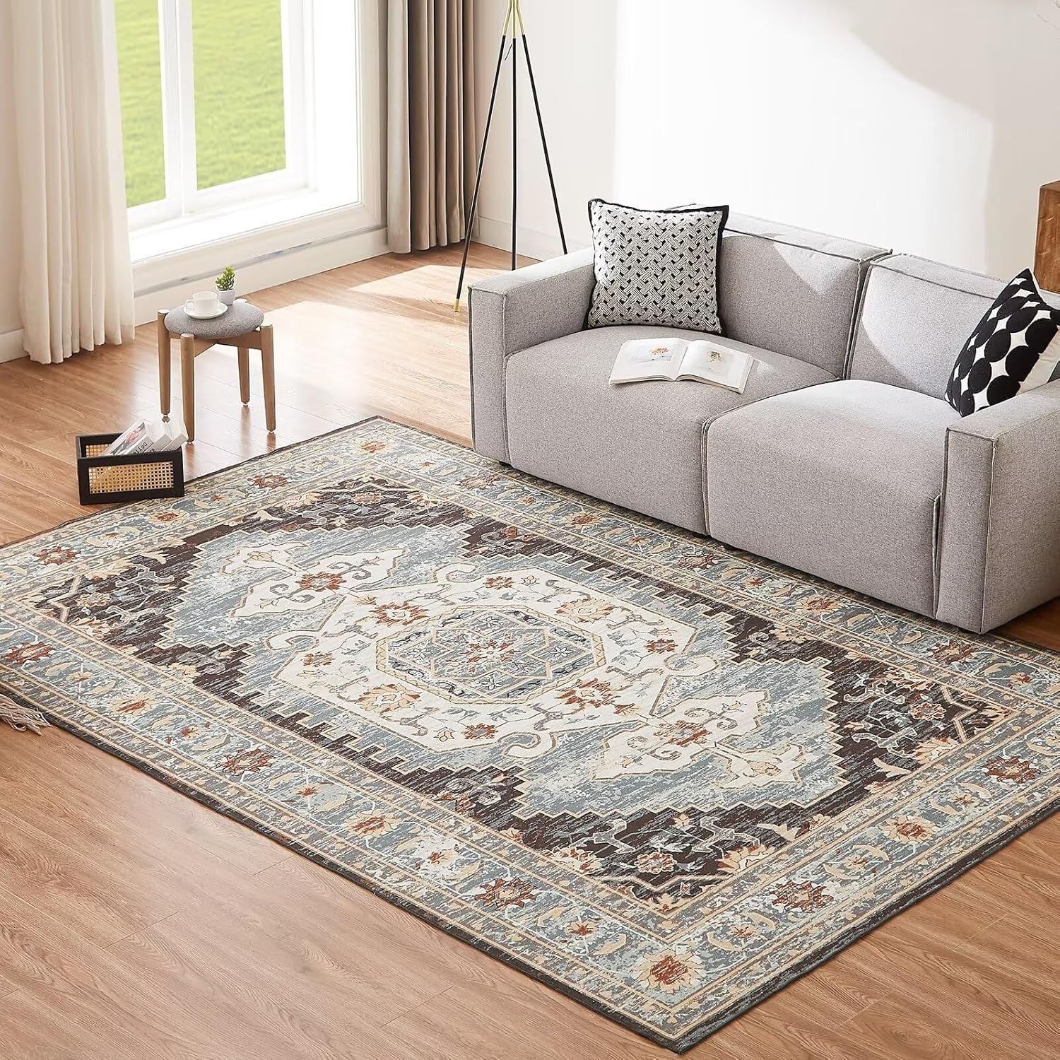 Amazon temu alfombra de sala de estar persa retrógrada alfombra de dormitorio resistente a la suciedad a prueba de polvo fácil de cuidar alfombra de suelo etiquetado