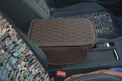 Mesh Anti-Slip, Armrest box pad - coffee-brown-with-side-pockets
