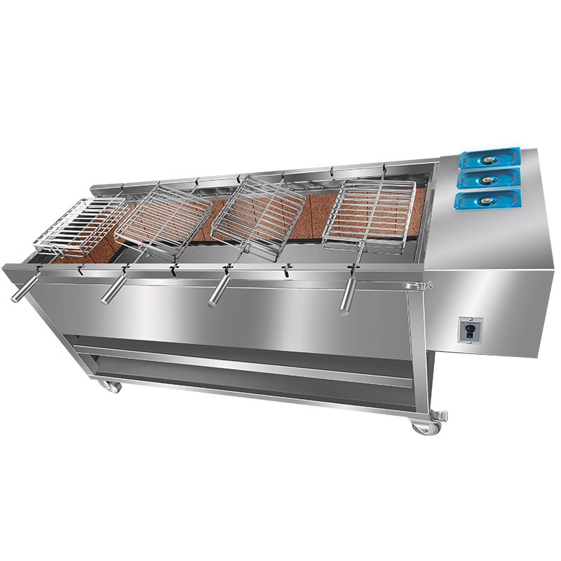 Fully Automatic Flipping Chicken Grill Charcoal Lamb Leg and Chop Grill Stainless Steel Commercial Roast Elbow Grill Fish Grill