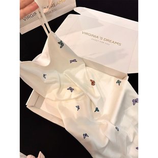 Cute Butterfly 2025 New Nightgown Women's Summer Ice Silk Suspender Pajamas Pure Desire Sexy Home Clothes Thin Style