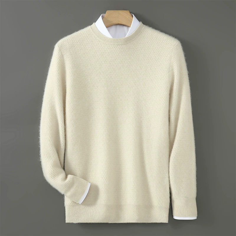 Solid woolen demi-season sweater with a round collar, universal long-sleeve, oversize