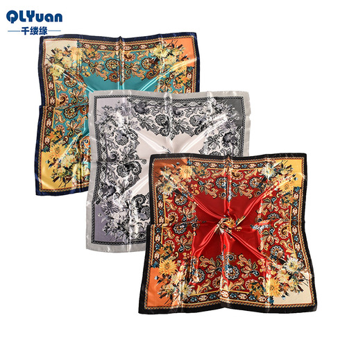  Summer New Cashew Pellis Pattern Satin Silk Large Square Scarf Wholesale Yiwu Scarf in Malaysia