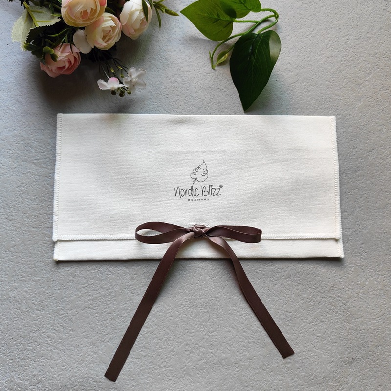 Manufactor Direct selling canvas Silk ribbon bow Cover bag Clamshell Bag Rectangular folding printing logo Lock catch