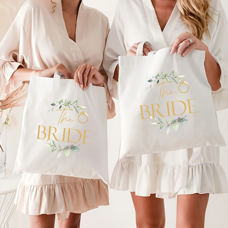 跨境新品 The Bride 白色帆布袋，新娘手提袋，创意婚礼装饰用品|undefined