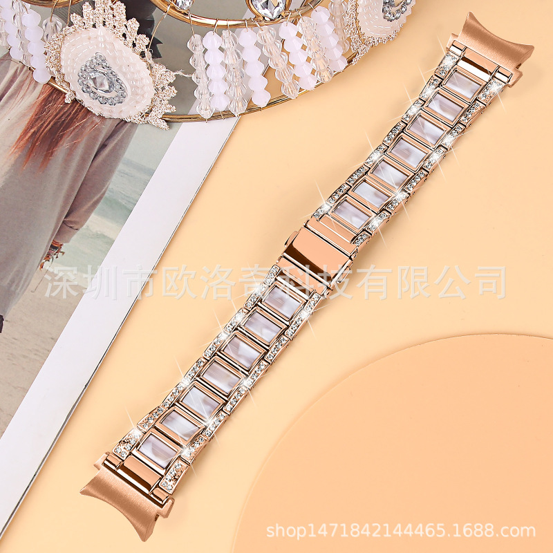 Suitable for Samsung watch 6 special stainless steel 20MM New Diamond resin galaxy 42mm smart watch Suitable for Samsung watch 6 special stainless steel 20MM New Diamond resin galaxy 42mm smart watch