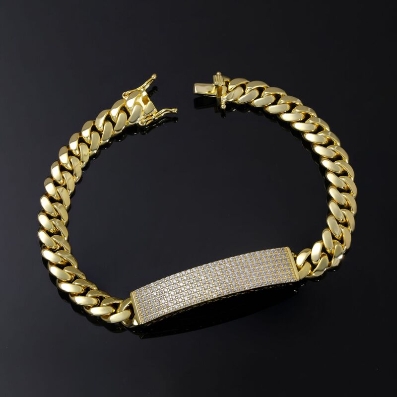 Cuban Chain Brand Rhinestone Men's Bracelet, High-End Trendy Versatile Niche Personality Minimalist Accessory Bracelet Cuban Chain Brand Rhinestone Men's Bracelet, High-End Trendy Versatile Niche Personality Minimalist Accessory Bracelet