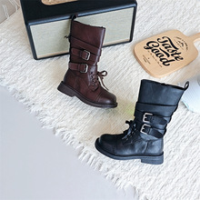 G5355童鞋2025秋冬款韩版女童高筒靴侧拉链马丁靴时装靴冬靴皮靴