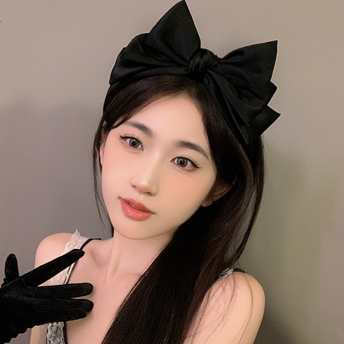 new style black bow headband for women, high-end internet celebrity face wash headband, simple and versatile outdoor hairband