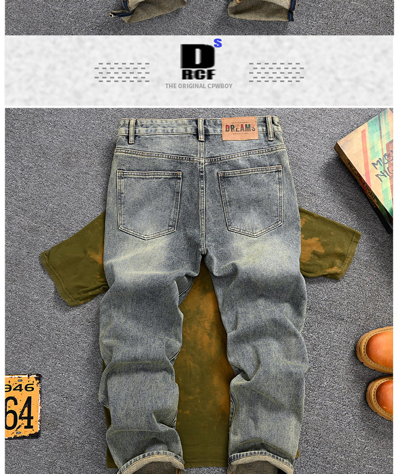 Men's Retro Straight Leg Distressed Jeans Loose Long Trousers Trendy American Youth Disco Squared Versatile_mkmklike.com