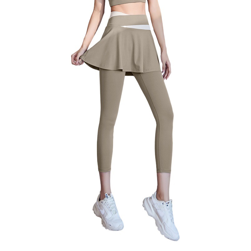 Juyitang-traje de Yoga falso de dos piezas para mujer, traje de Yoga desnudo de alta elasticidad, cintura alta, levantamiento de cadera, correr, deportes, Fitness