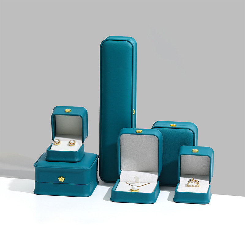 Joyero PU cuero corona colgante pulsera anillo caja cintura embalaje joyería collar pantalla caja de joyería