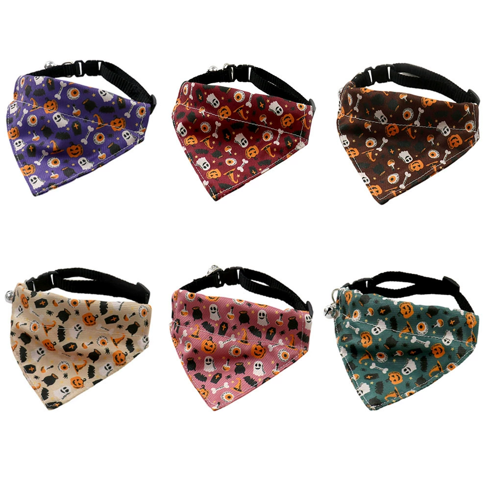 2024 новый стиль домашних животных Хэллоуин треугольник ретро колокольчик кошачий ошейник призрачный ошейник собака ошейник завод прямых продаж