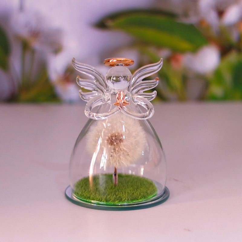 Comercio electrónico transfronterizo cubierta de vidrio flor eterna angelito rosa eterna Navidad regalo del día de San Valentín cubierta de vidrio decoración