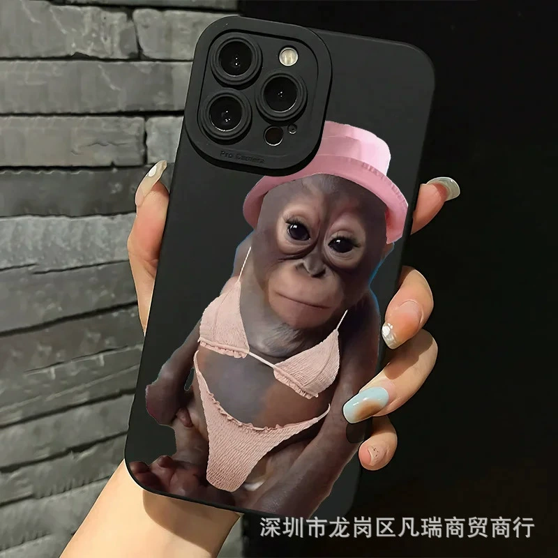 Чехол для iPhone 11–17 (включая Pro/Pro Max), принт обезьяны S677, тонкий защитный чехол
