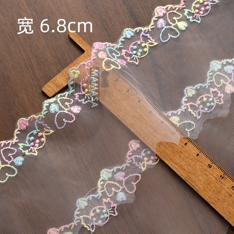 Venta al por mayor de bricolaje hecho a mano lolita ropa tela accesorios para el cabello dopamina fantasía color bordado malla encaje