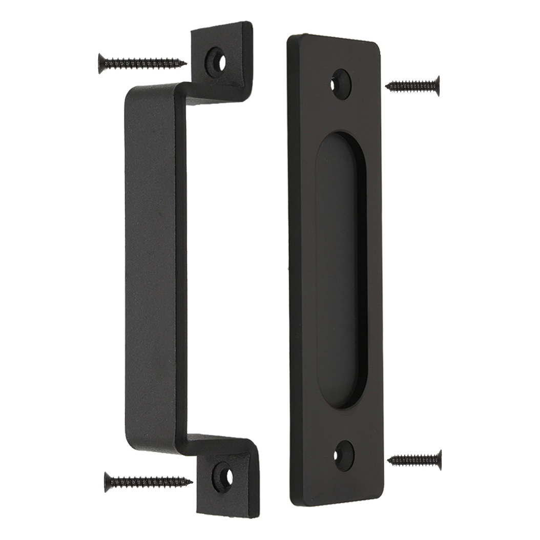 Manija de puerta abierta-montada ranurada-libre negra de la puerta deslizante manija de puerta de Granero deslizante pesada Punch-free diseño de doble cara image 1