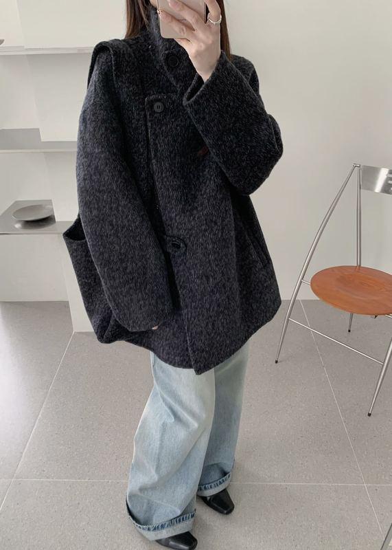 送包包韩版宽松立领双面羊毛大衣中长款加厚简约保暖秋冬羊绒外套|undefined