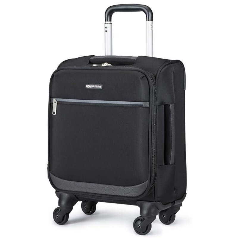 Amazon Small Carry-On Soft-Shell Suitcase with Multi-Directional Rotating Wheels Trolley Case Expandable Suitcase