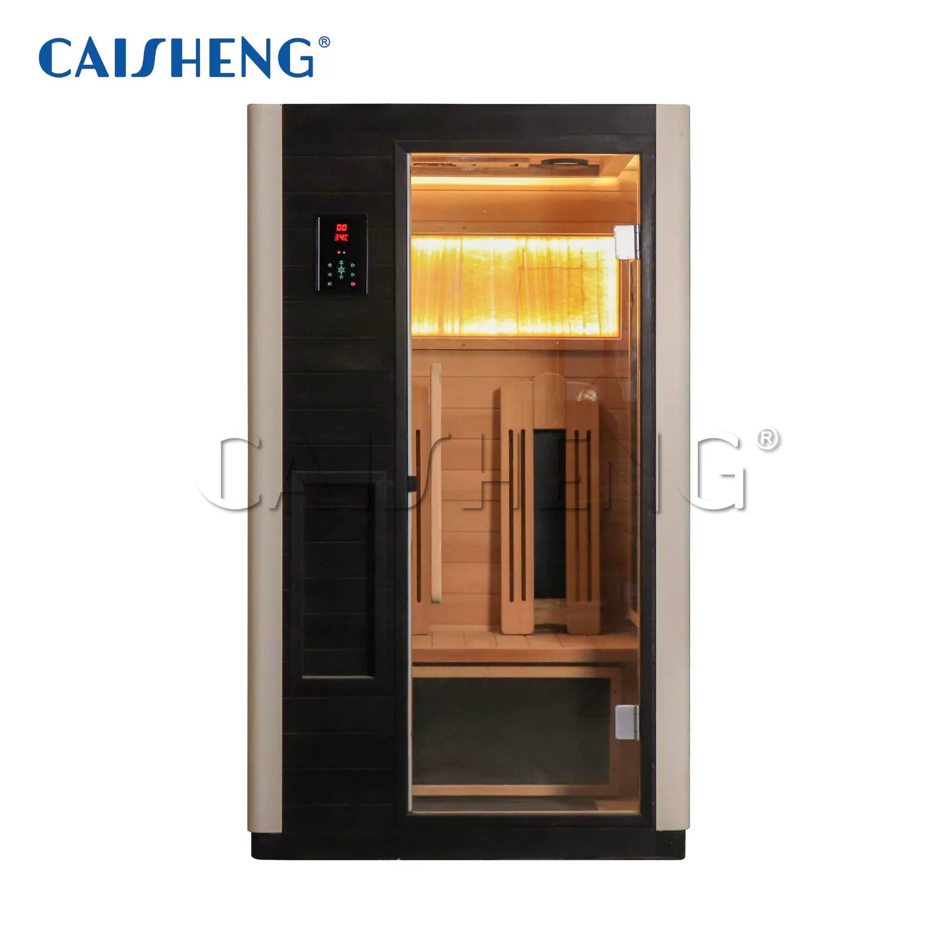 Сауна Caisheng для двоих, комнатная сауна из красного кедра, пихты и ели, с инфракрасным излучением и световыми волнами.