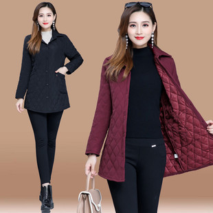 Autumn and Winter New Light and Thin Cotton Coat Middle-aged Women's Clothing Appropriation Cotton Coat Mid-length Western Style Loose Cotton Top for Women