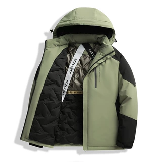跨境情侣款棉衣石墨烯自热棉服男士外套棉服宽松立领拼色加
