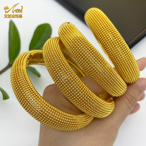 Cross-border 24k gold-plated bracelet Dubai wedding Indian Nigeria women's bridal sand gold bracelet Jewelry wholesale
