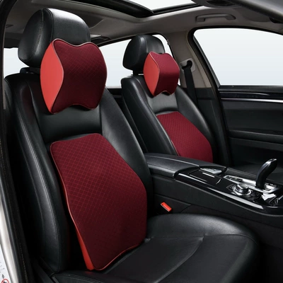 Memory Foam Neck Pillow, Car — Headrest - cost-effective-grid-headrest-lumbar-support-martha-red