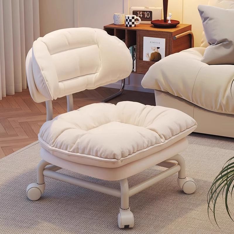 Swivel Caster Small Stool for Home Use, Low Stool with Baby Care Feature, Children's Soft Cushion with Backrest, Silent Mobile Sliding Stool